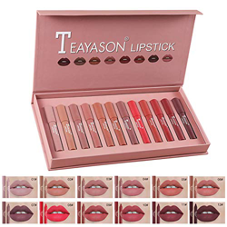 Juego De Lápiz Labial Mate, 12 Piezas De Lápiz Labial Impermeable, Terciopelo, Juego De Brillo Labial Mate, Lápiz Labial Hidratante De Larga Duración, características
