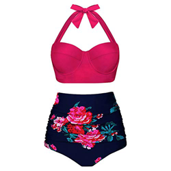 VJJ AIDEAR Women Retro Vintage Underwire High Waisted Bathing Suits Bikini Set en oferta