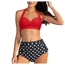 Bikini Mujer 2021 Verano, Conjunto de Bikinis para Mujer, Mujeres Braga Alta Sexy Bikini Ropa de Baño Dos Piezas, Traje de baño con Cintura Alta para  en oferta