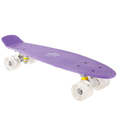 XUDREZ Monopatín retro de 22 pulgadas Penny Board completa de plástico mini monopatín para principiantes y profesionales (morado)