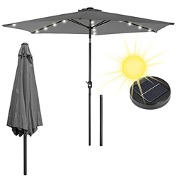 ECD Germany Sombrilla de Jardín Antracita Ø 300 cm Redonda de Alumino con Iluminación Solar LED Paraguas de Terraza Inclinable Regulable Desmontable I características