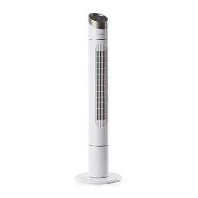 Klarstein Sky High – Ventilador de torre, funcionamiento de bajo consumo: 40W, oscilación de 75°, caudal de 276 m³/h, programable 12 horas, 3 modos, p