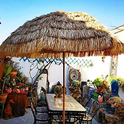 Outech Sombrilla Redonda Tiki Imitando Paja, Parasol Tropical Hawaiana para Mesa de Mercado de Paja, para Piscina de Césped, Patio Trasero, Sombrilla 