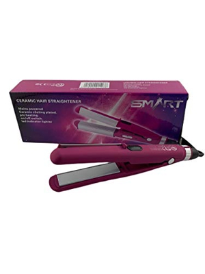 Plancha para el Pelo con Placas de Cerámica, Alisador con luces LED - Color fucsia - 21x3,5 cm