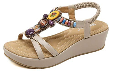 2020 Sandalias Mujer Chanclas Tacon de Cuña Plataforma del Verano Cómodos Zapatos Bohemias Las Sandalias Planas