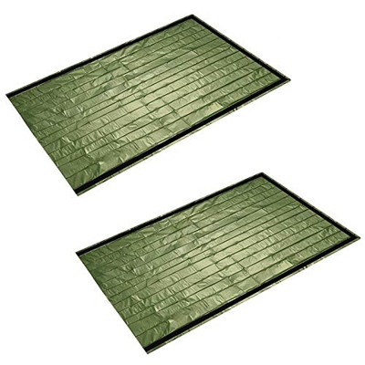 Nrpfell 2PCS Saco de Dormir de Emergencia Ligero Compacto Impermeable Manta TéRmica Equipo Multiusos para Senderismo Al Aire Libre Camping
