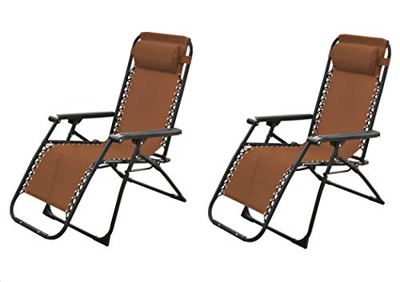 TIENDA EURASIA® Pack 2 - Tumbona Plegable Multi-Posiciones para Jardín - 95x65x105cm - Ideal para Uso en la Terraza o Jardín (Marrón)