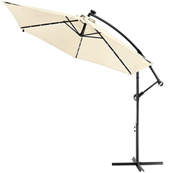 Kingsleeve Sombrilla de Ø300cm con 32 Luces LED Solar con manivela de Aluminio Crema Parasol Grande jardín terraza Patio Playa balcón características