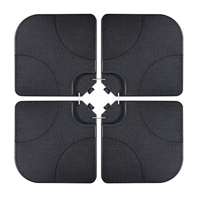 VONLUCE 4 Piezas Soporte de Sombrilla de Jardín 50cm Base de Sombrilla Rellenable de 80KG Arena o 60L Agua Pie de Parasol de Plástico Resistente para 