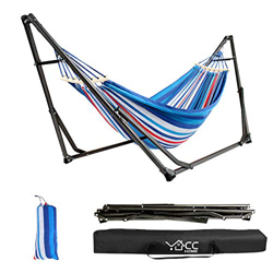 CCLIFE Hamaca con Soporte Plegable para Jardín Patio Trasero Playa Mochileros, Multicolor,255cm,Carga MAX 120kg en oferta