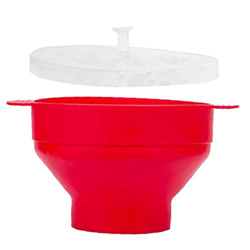 Plegable de Silicona Palomitas de microondas con asa, tazón Plegable, de Color Rojo características