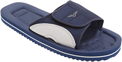 PDQ - Sandalias/Chanclas Playa con Cierre Adhesivo Modelo Beach Mule Pool Hombre Caballero - Verano (43 EUR) (Marino/Gris)