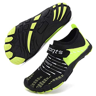 Zapatos de Agua Niño Niñ Escarpines de Playa Secado Rápido Deportes Acuáticos Zapatillas Antideslizante Transpirable Shoes（Meteorito Negro, 34 EU）