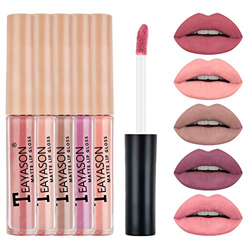 ARTIFUN 5PCS Velvet Lip Gloss Kit,Lipstick Matte Stay on 24H Waterproof Non-stick Cup Liquid Lipstick Gift Set precio