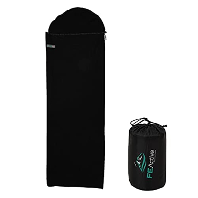 FE Active Forro Polar para Saco de Dormir - Forro para Saco de Dormir con Capucha y Cremallera Doble, Manta para Acampar en Clima Frío, Cama de Campin