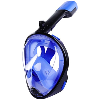 Wsobue Máscara de Buceo, Gafas Snorkel 180° Panorámica Vista Anti-Niebla Apoyo Camara Deportiva, Anti-Fugas Máscara de Snorkel para Adultos y niños (A