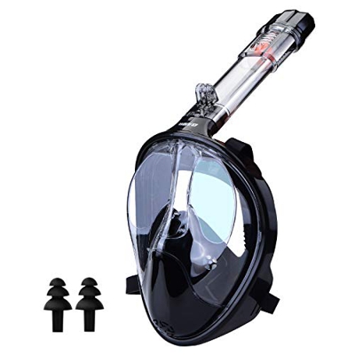 WANFEI Máscara de Buceo, 180° Máscara de Snorkel Doble Vía Aérea Panorámica Gafas Buceo de Cara Completa Gafas de Bucear Anti-Niebla y Anti-Fugas, Apo