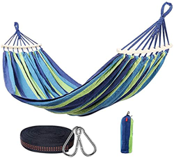 Hamacas de Algodón - 200 x 150 cm, Hamaca de Lona para Jardín al Aire Libre, HOSPAOP Capacidad de 350 Kg Peso Hamacas con Bolsa para Jardín Patio Tras en oferta