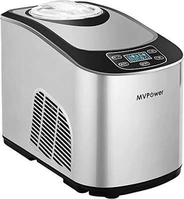 MVPower Heladera,Maquina de Helados 2L, Heladera con compresor 140W, Heladera automática con autorefrigeración, pantalla LCD, dos opciones (helado sua