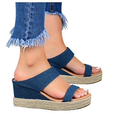 Zapatilla de Plataforma de Playa con cuña para Mujer Chanclas Mujer, Sandalias Moda para Mujer,2021 Verano Sandalias Casual Ocio de Ancho Ancho