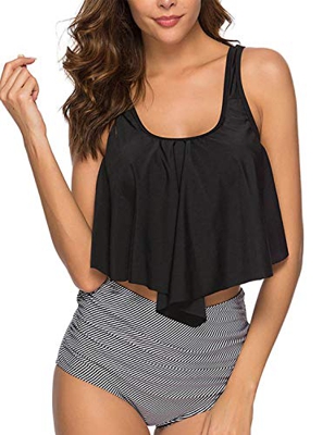 UMIPUBO Traje de Baño Top Flounce Bikini Set Acolchado Bra Bañador Cintura Alta Conjunto De Bikini Dos Piezas Set Swimsuit Bathing Suit