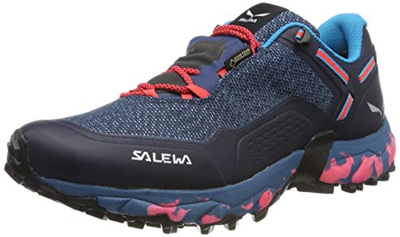Salewa WS Speed Beat Gore-TEX, Zapatillas para carrera de senderos Mujer, Azul (Patriot Blue/Fluo Coral), 43 EU