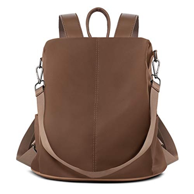 AtailorBird Bolso Mochila Mujer,Pequeña Mochila Casual Mujer,Antirrobo Bolso de Impermeable Nylon y Viaje Ligero Colegio-Marrón