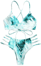 Bikinis para Mujer de Dos Piezas Bañador de Estampar con Tirantes Cruzados Brasileño Sexy Tanga en oferta