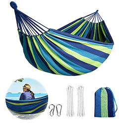 Hamaca de Algodón,RANJIMA Camping Hamaca,hamacas Colgantes,Hamaca Colgante de Tela,Ultraligera Hamaca Colgante 280x150CM,para Jardín Patio Trasero Pla en oferta