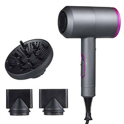 Anself Secador de Pelo iónico con Difusores de 3 boquillas 3 Configuraciones de Calor Secador de Secador de Secado Rápido de Viento Caliente/Frío de 2