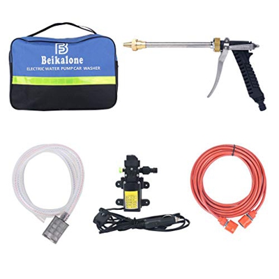 Beikalone Bomba de agua eléctrica para coche, potencia de 12 V, 80 W, 0,9 bar, 6 L/min de alta presión, para lavado de riego y descontaminación