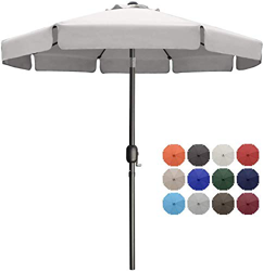 MASTERCANOPY Paraguas de patio OutdoorMarket con volantes, 8 costillas resistentes (9 pies, gris claro) en oferta