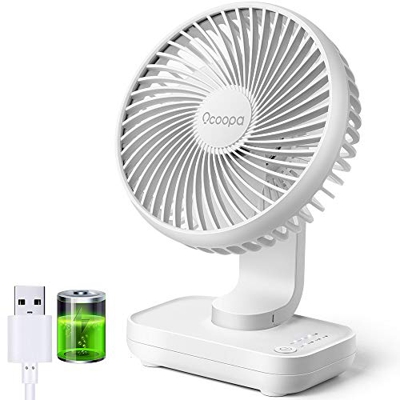 OCOOPA USB Desk Fan, 4000mAh Rechargeable Battery Operated, Table Fan 4 Speeds, 5inch Mini Portable Fan, with Strong Airflow Quiet Operation, Electric