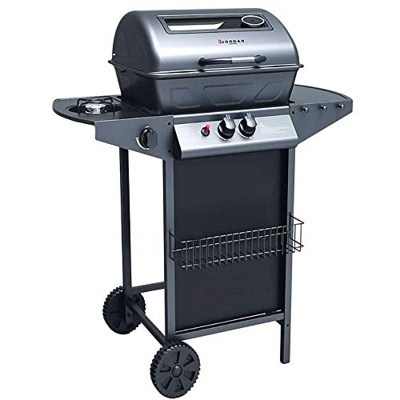 Mediawave Store – Barbacoa de gas de piedra volcánica SG G2083G Hornillo y parrilla cromada 2,9 kW, barbacoa para casa y jardín, barbacoa Grill BBQ co