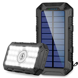 FKANT Power Bank Solar 26800mAh Batería Externa Solar con 4 Puertos 3 Salidas USB & Carga Inalámbrico Cargador Solar 28 Linterna LED y Gancho Bateria  en oferta