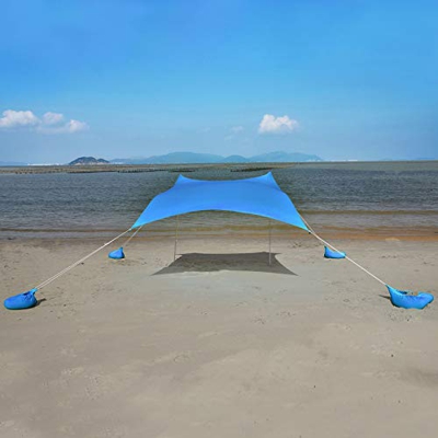 Tienda de campaña Tents Beach con Ancla de Arena, Toldo Sombrilla de Playa Resistente al Viento - Protección Solar UPF 50+ Carpa Refugio Grande con 4 