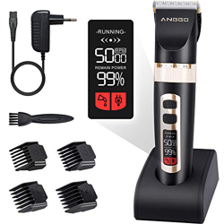 ANGGO Cortapelos Hombre Profesional, Recortadora de Barba Equipado con 5 Velocidades y Pantalla LED, Máquina Cortar Pelo Inalámbrico Batería 2000mAh,  precio
