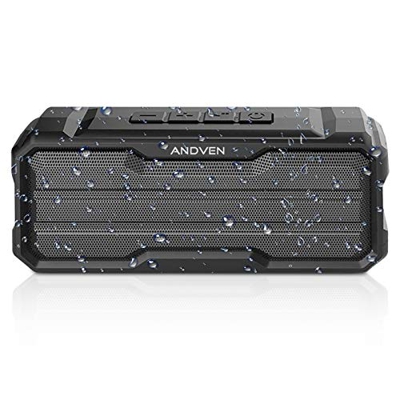 Andven 20W Altavoz Bluetooth 5.0 Exterior Portátil con Mic & TWS Sonido Estéreo, Polvo y Nieve&Impermeable IPX6, Batería de 20h, AUX/TF/USB, para Móvi