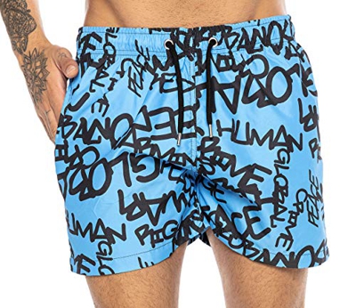 Redbridge Bañador Corto y Secado rápido para Hombre Graffiti Tag Azul M