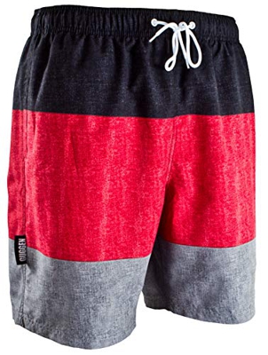 Guggen Mountain Banador de Natacion para Hombre Traje de Bano Rayas Deportivos Short para Natacion Playa Piscina Negro XXL