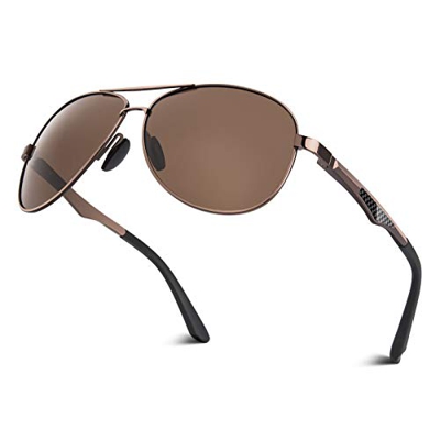 CGID GA61 Prima de aleación Al-Mg Pilot gafas de sol polarizadas UV400, bisagras de resorte duplicadas completas gafas de sol para Hombres Mujeres