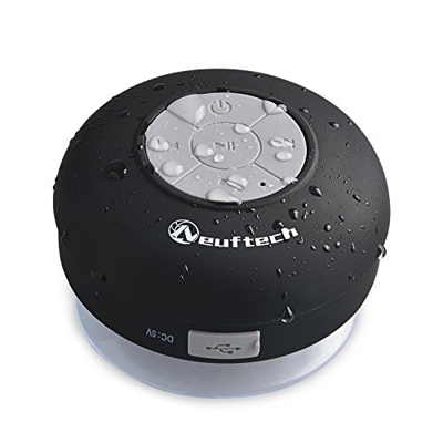 Neuftech Altavoz Bluetooth 3.0 Impermeable Sonido estéreo con Ventosa para Ducha Piscina etc(Negro)