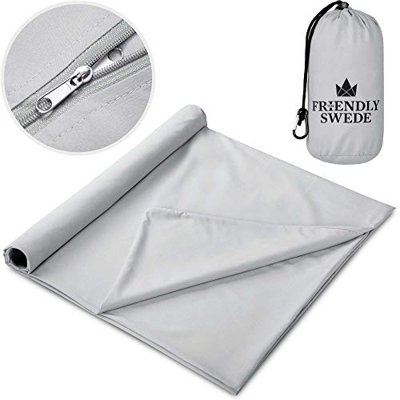 The Friendly Swede Sábana para Saco de Dormir - Ligera, para Acampada y Viaje - Cierre de Velcro o Cremallera (Microfibra)