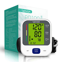 VOYOR Tensiometro de Muñeca, Automatico Digital Tensiómetro de Brazo con Gran pantalla LCD retro iluminada, 2 modos de usuario con 240 memoria, Detecc características