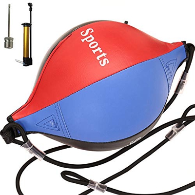 APJJ Boxing Speed Ball, Double End Speedball Hanging Swivel Kicking Punching Bag with Inflator Pump, Professional PU Leather Training Set for Workout 