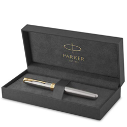 Parker Sonnet - Pluma estilográfica (acero inoxidable, con adorno dorado y plumín mediano, en estuche) precio