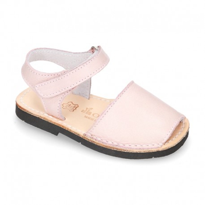 Menorquina Niños Piel Extra Suave Cierre Adherente Colores Pasteles. 26 Rosa
