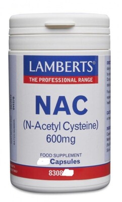 Lamberts Nac (N-Acetil Cisteína) Cápsulas 600mg (60). Bbe 10/2021