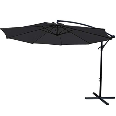 AXT SHADE 3M 10FT Sombrilla Tipo Banana Colgante en voladizo con Mecanismo de manivela para Exterior, jardín y Patio-Gris Oscuro