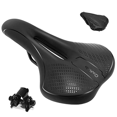 Qomolo Sillín de Bicicleta, Sillín de Ciclismo Cómodo y Súper Ligero Asiento de Bicicleta Universal para Montaña y Carretera(con Cubierta de Lluvia y 